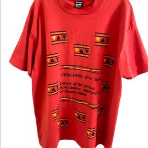 Vintage 1990 T-shirt Single Stitch Size XXL Color Red, Freedom Slogan Unisex